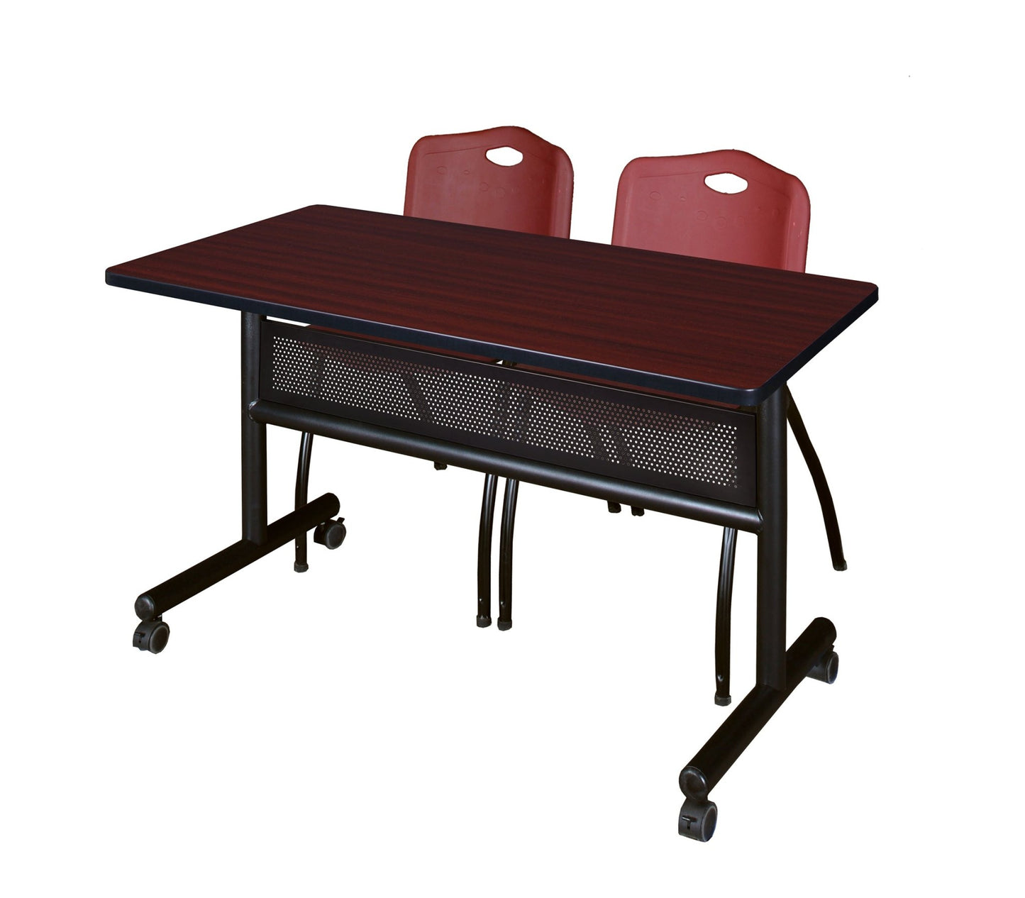 Regency Kobe Flip - Top Privacy Nesting Table & 2 M Stack Chairs 48"W x 24"D x 29"H (REG - MKFTM4824 - 2M) - SchoolOutlet