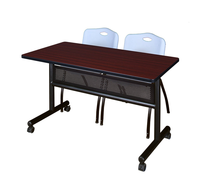 Regency Kobe Flip - Top Privacy Nesting Table & 2 M Stack Chairs 48"W x 24"D x 29"H (REG - MKFTM4824 - 2M) - SchoolOutlet