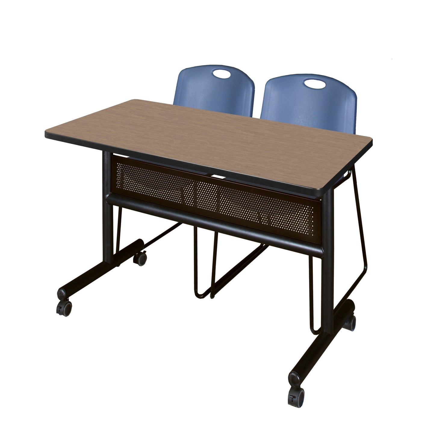Regency Kobe Flip - Top Privacy Nesting Table & 2 Zeng Stack Chairs 48"W x 24"D x 29"H (REG - MKFTM4824 - ZAG) - SchoolOutlet