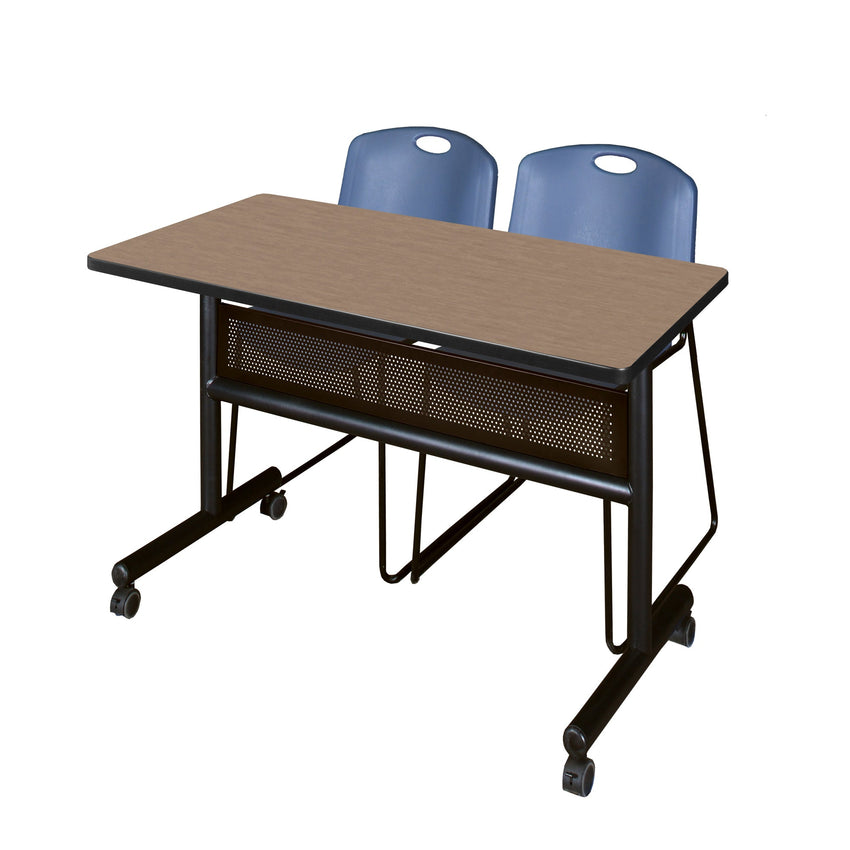 Regency Kobe Flip - Top Privacy Nesting Table & 2 Zeng Stack Chairs 48"W x 24"D x 29"H (REG - MKFTM4824 - ZAG) - SchoolOutlet
