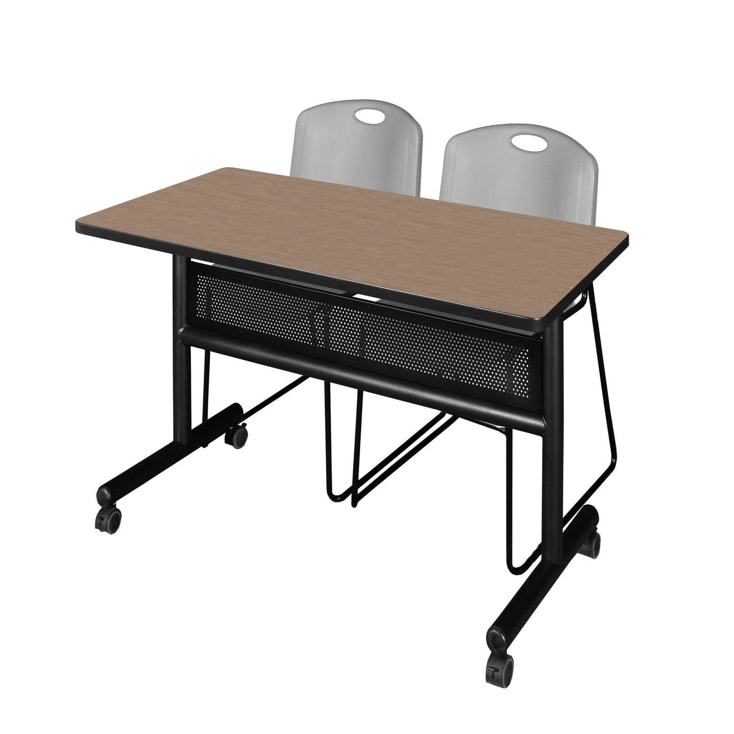 Regency Kobe Flip - Top Privacy Nesting Table & 2 Zeng Stack Chairs 48"W x 24"D x 29"H (REG - MKFTM4824 - ZAG) - SchoolOutlet