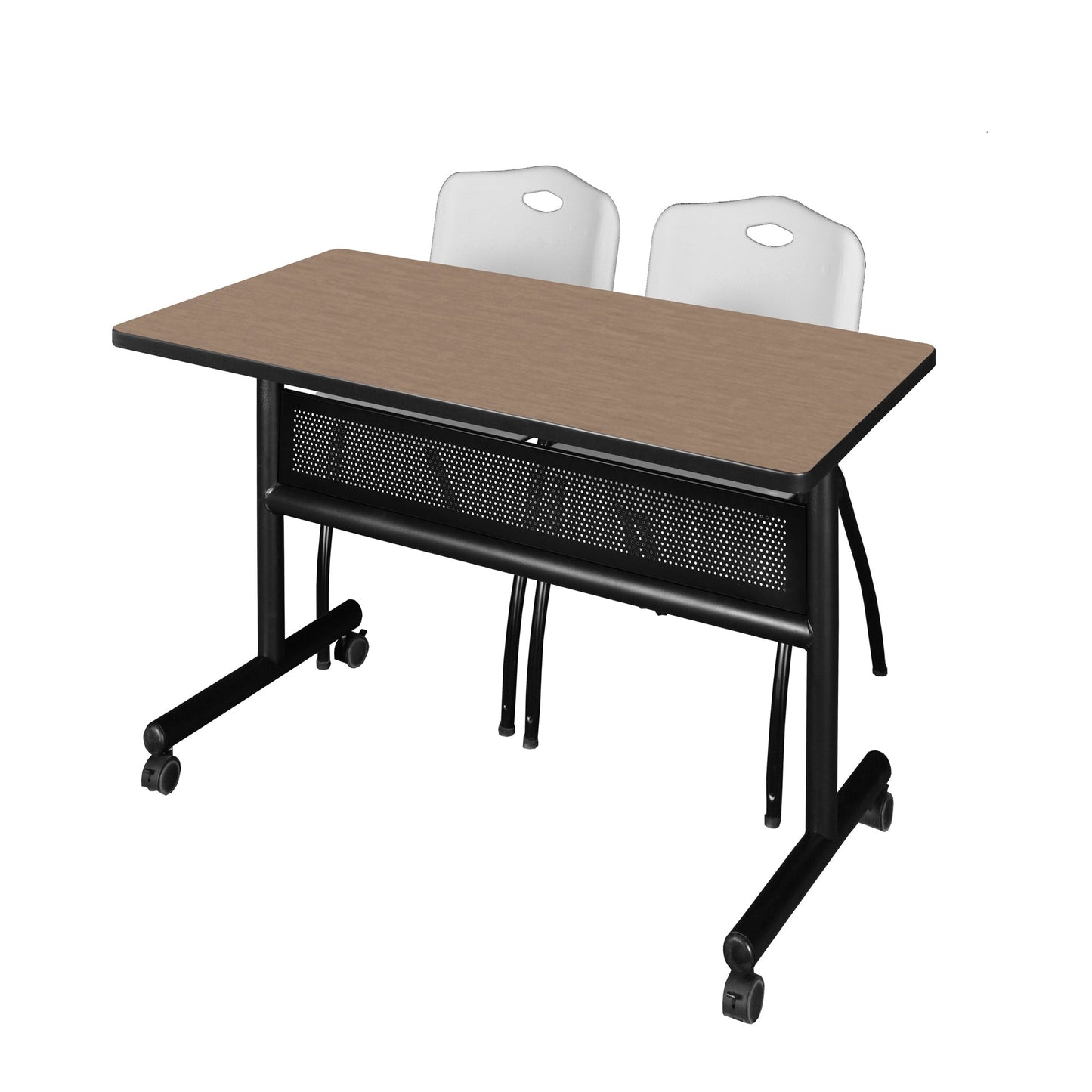 Regency Kobe Flip - Top Privacy Nesting Table & 2 M Stack Chairs 48"W x 24"D x 29"H (REG - MKFTM4824 - 2M) - SchoolOutlet