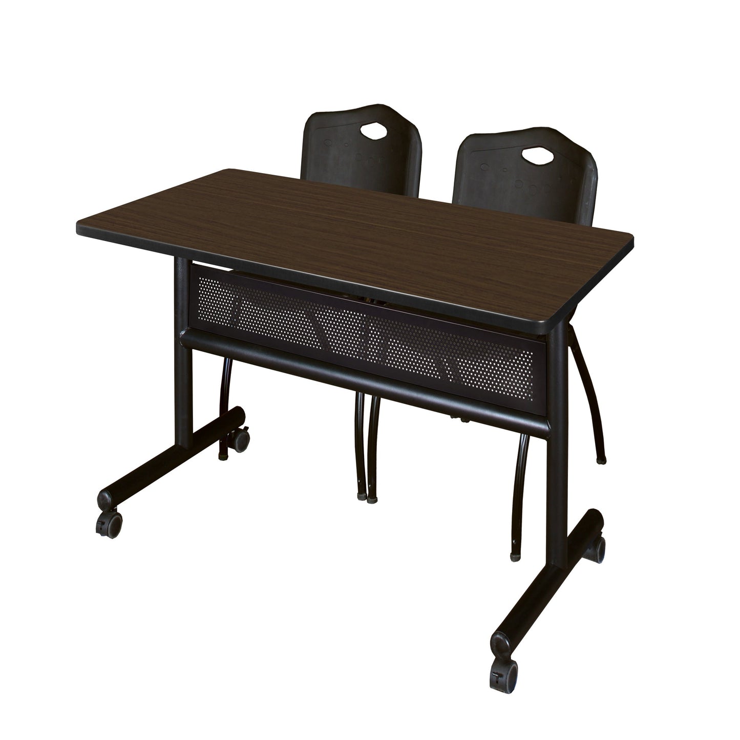 Regency Kobe Flip - Top Privacy Nesting Table & 2 M Stack Chairs 48"W x 24"D x 29"H (REG - MKFTM4824 - 2M) - SchoolOutlet