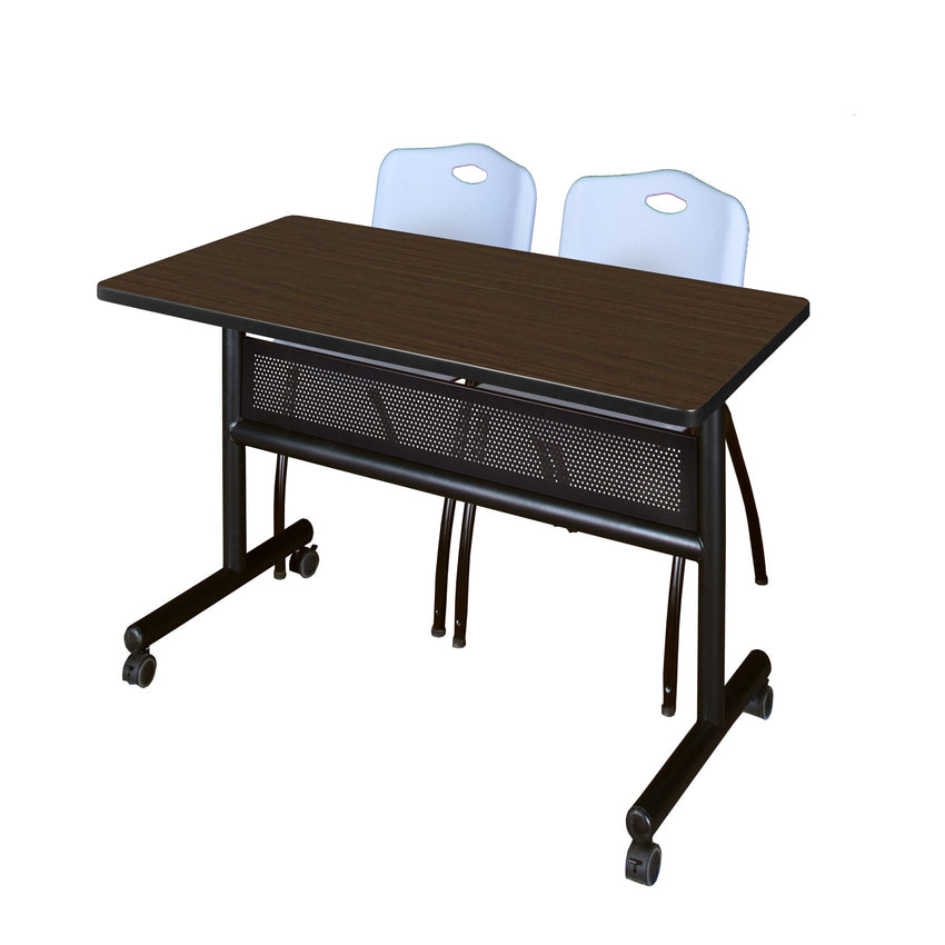 Regency Kobe Flip - Top Privacy Nesting Table & 2 M Stack Chairs 48"W x 24"D x 29"H (REG - MKFTM4824 - 2M) - SchoolOutlet
