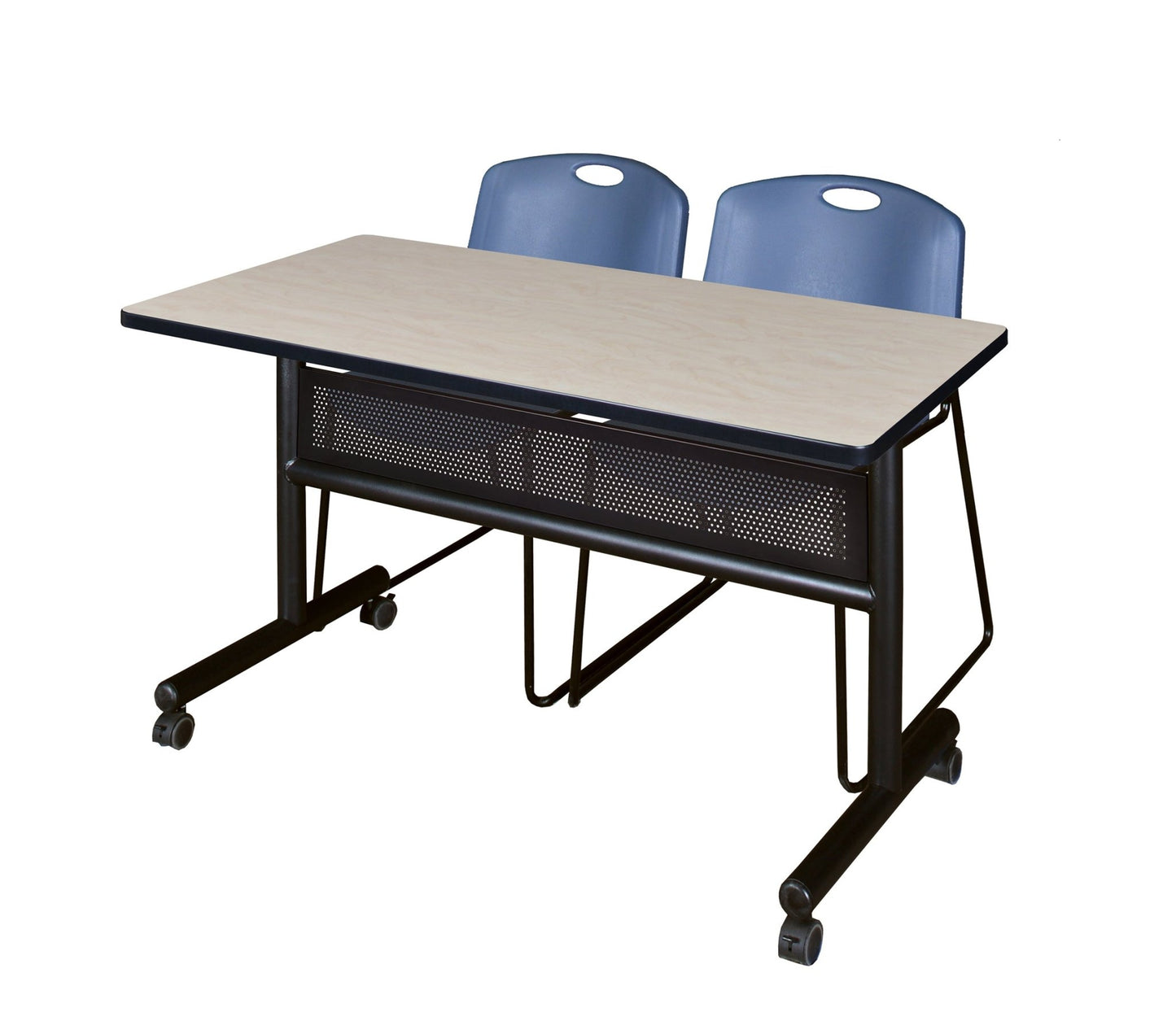 Regency Kobe Flip - Top Privacy Nesting Table & 2 Zeng Stack Chairs 48"W x 24"D x 29"H (REG - MKFTM4824 - ZAG) - SchoolOutlet