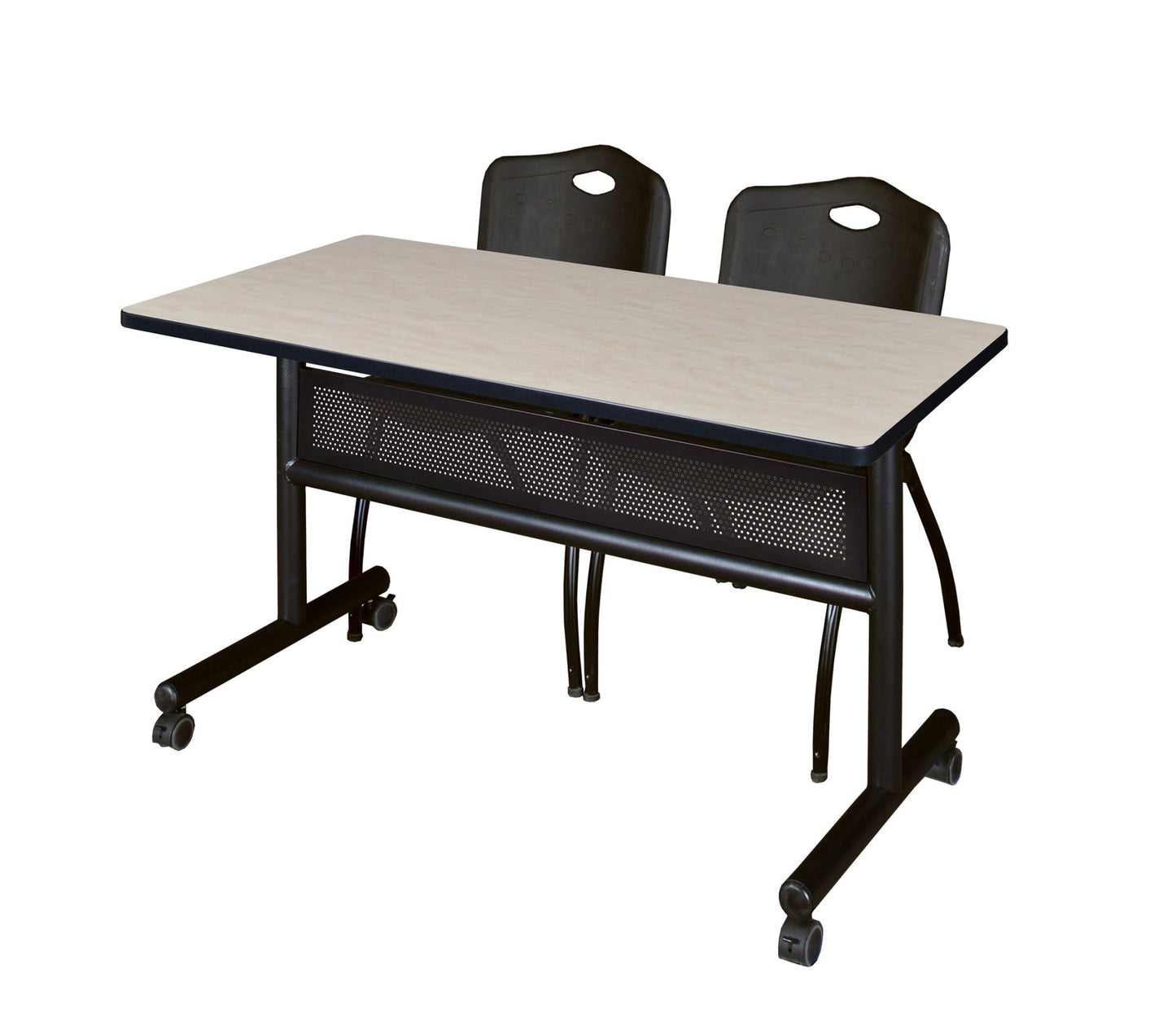 Regency Kobe Flip - Top Privacy Nesting Table & 2 M Stack Chairs 48"W x 24"D x 29"H (REG - MKFTM4824 - 2M) - SchoolOutlet