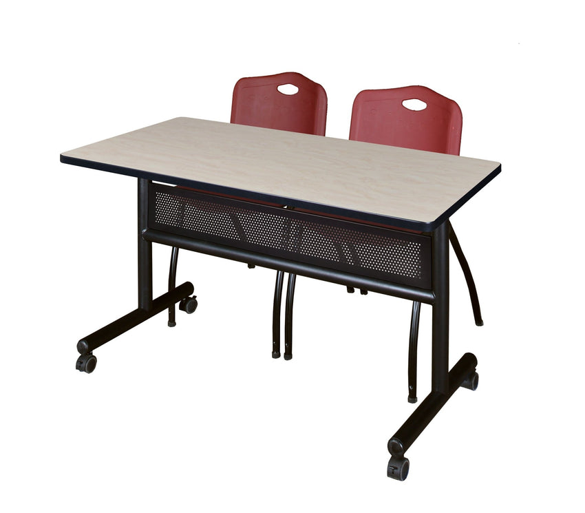 Regency Kobe Flip - Top Privacy Nesting Table & 2 M Stack Chairs 48"W x 24"D x 29"H (REG - MKFTM4824 - 2M) - SchoolOutlet