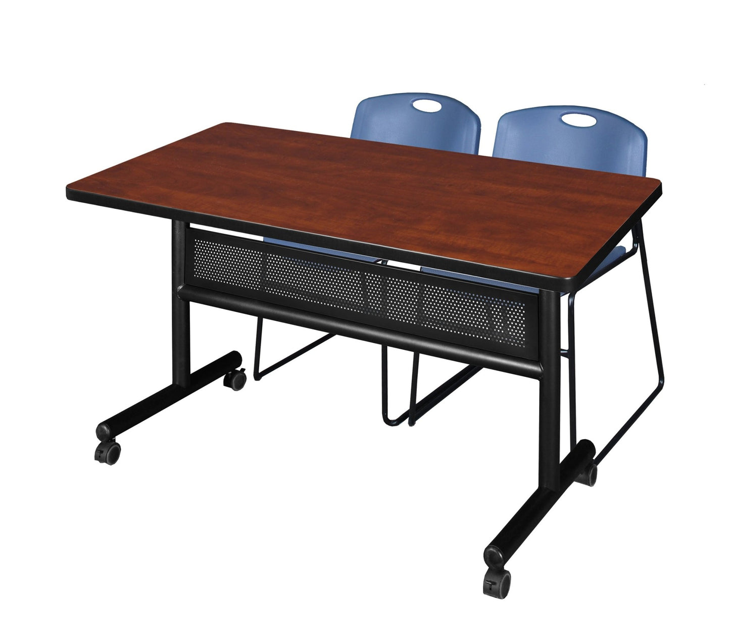 Regency Kobe Flip - Top Privacy Nesting Table & 2 Zeng Stack Chairs 48"W x 30"D x 29"H (REG - MKFTM4830 - ZEG) - SchoolOutlet