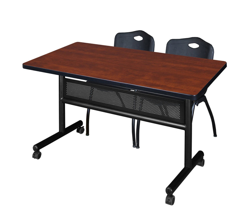 Regency Kobe Flip - Top Privacy Nesting Table & 2 M Stack Chairs 48"W x 30"D x 29"H (REG - MKFTM4830 - 2M) - SchoolOutlet