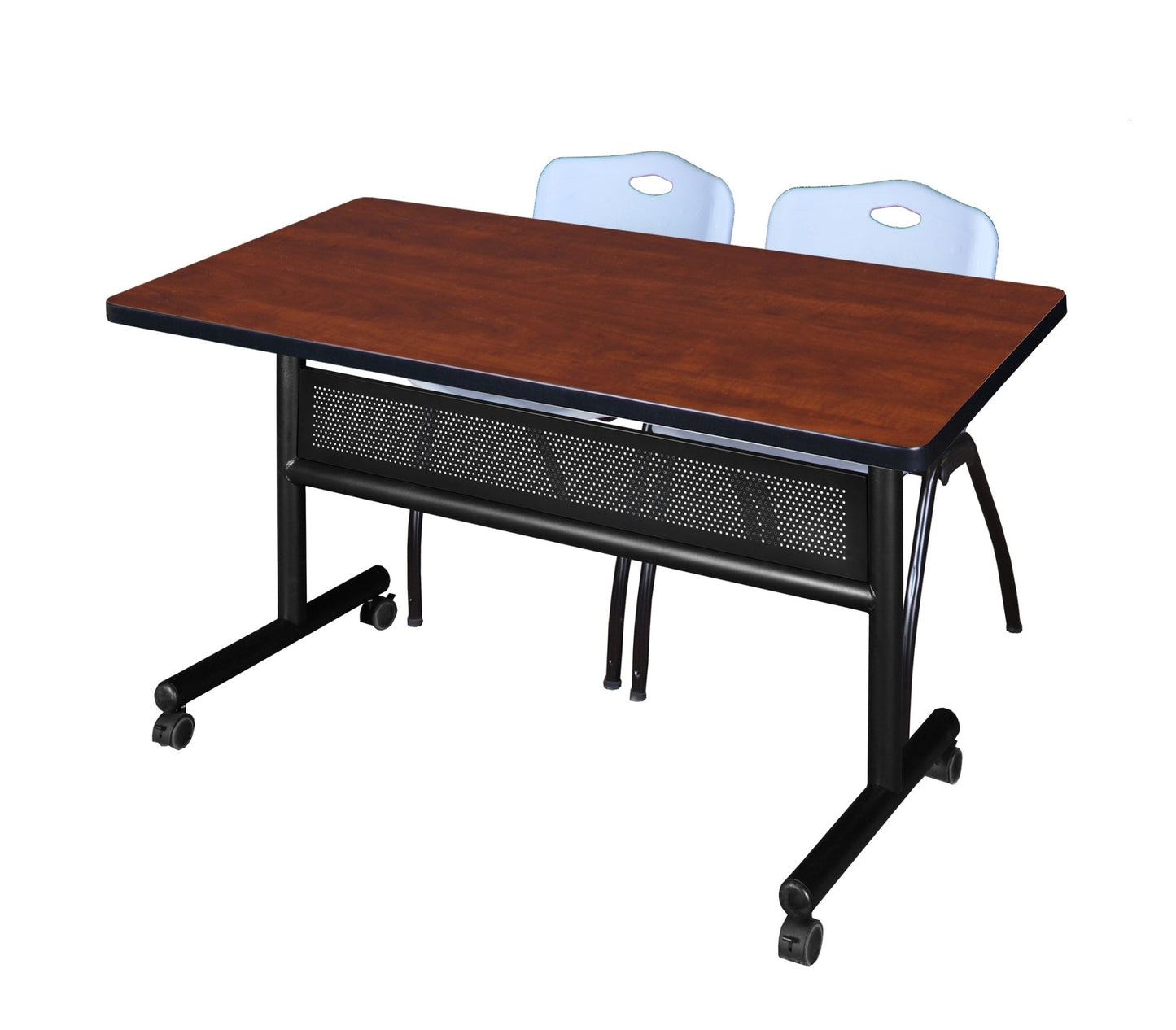 Regency Kobe Flip - Top Privacy Nesting Table & 2 M Stack Chairs 48"W x 30"D x 29"H (REG - MKFTM4830 - 2M) - SchoolOutlet