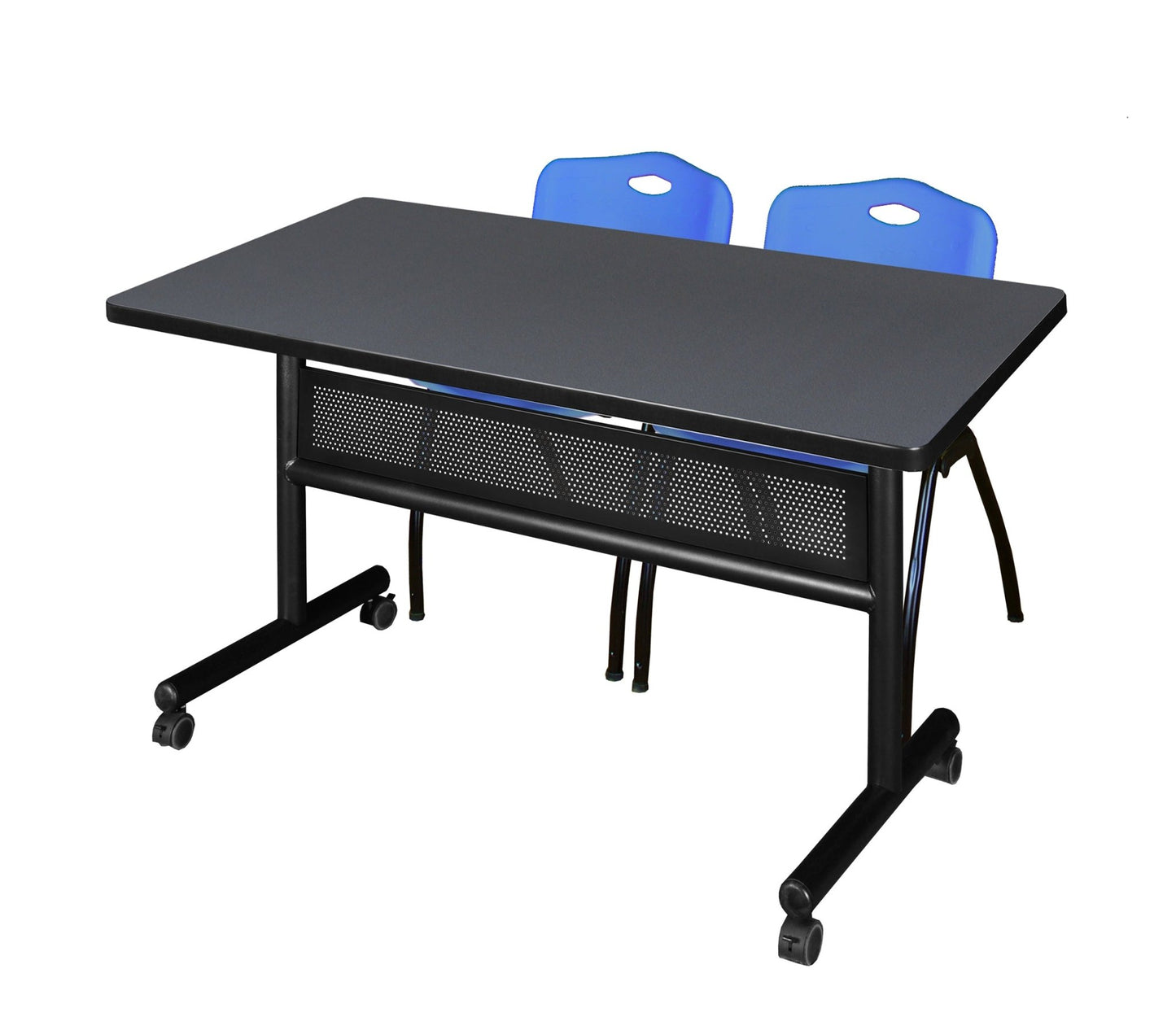 Regency Kobe Flip - Top Privacy Nesting Table & 2 M Stack Chairs 48"W x 30"D x 29"H (REG - MKFTM4830 - 2M) - SchoolOutlet