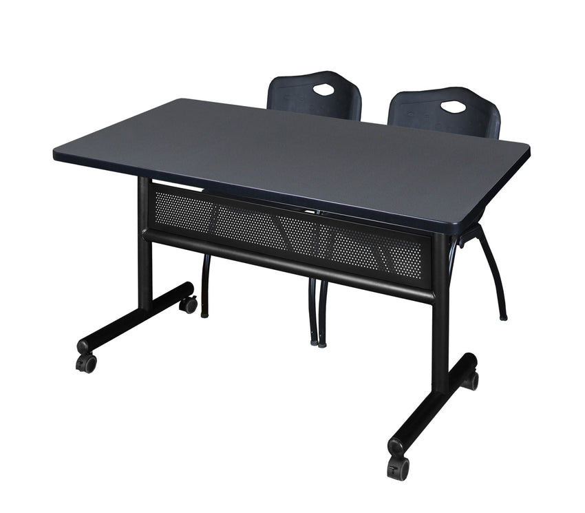 Regency Kobe Flip - Top Privacy Nesting Table & 2 M Stack Chairs 48"W x 30"D x 29"H (REG - MKFTM4830 - 2M) - SchoolOutlet