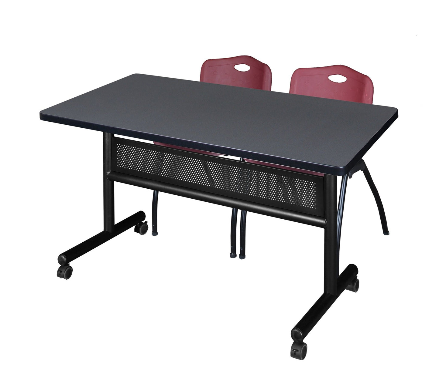 Regency Kobe Flip - Top Privacy Nesting Table & 2 M Stack Chairs 48"W x 30"D x 29"H (REG - MKFTM4830 - 2M) - SchoolOutlet