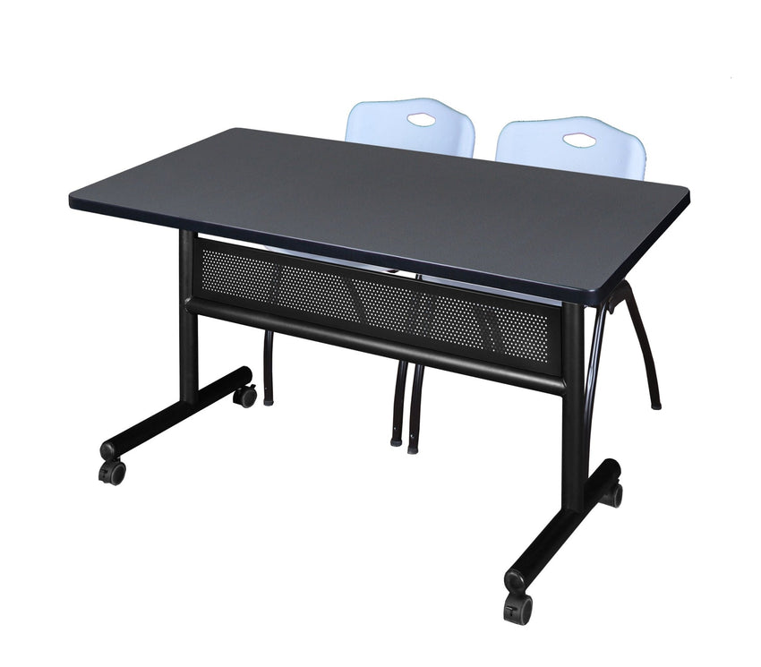Regency Kobe Flip - Top Privacy Nesting Table & 2 M Stack Chairs 48"W x 30"D x 29"H (REG - MKFTM4830 - 2M) - SchoolOutlet