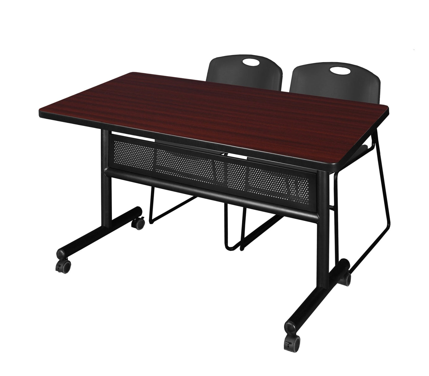 Regency Kobe Flip - Top Privacy Nesting Table & 2 Zeng Stack Chairs 48"W x 30"D x 29"H (REG - MKFTM4830 - ZEG) - SchoolOutlet