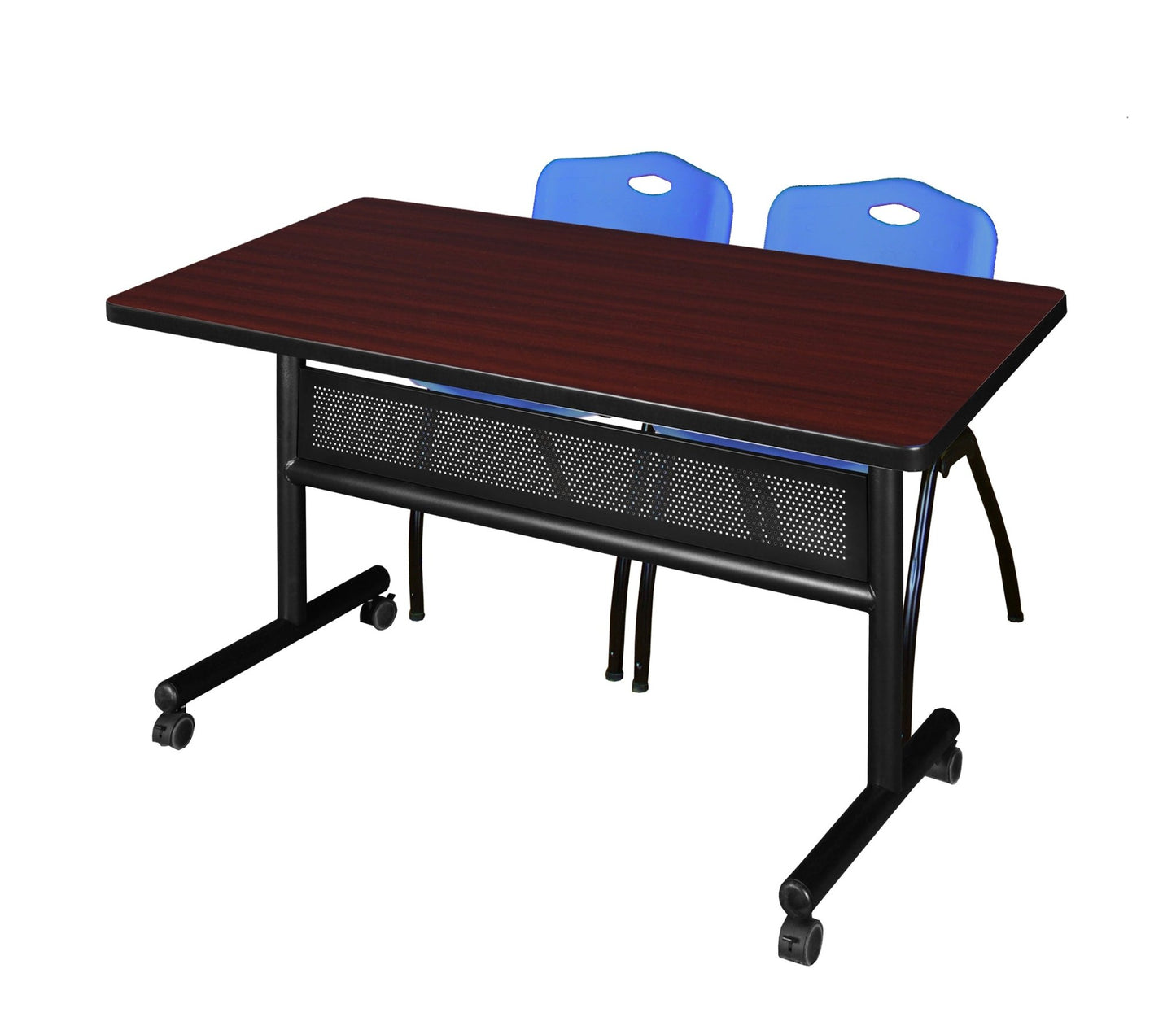 Regency Kobe Flip - Top Privacy Nesting Table & 2 M Stack Chairs 48"W x 30"D x 29"H (REG - MKFTM4830 - 2M) - SchoolOutlet