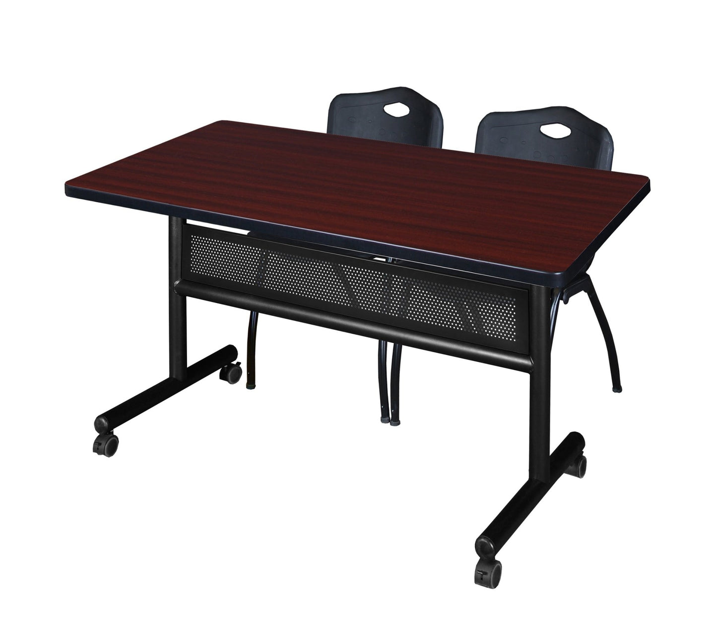 Regency Kobe Flip - Top Privacy Nesting Table & 2 M Stack Chairs 48"W x 30"D x 29"H (REG - MKFTM4830 - 2M) - SchoolOutlet