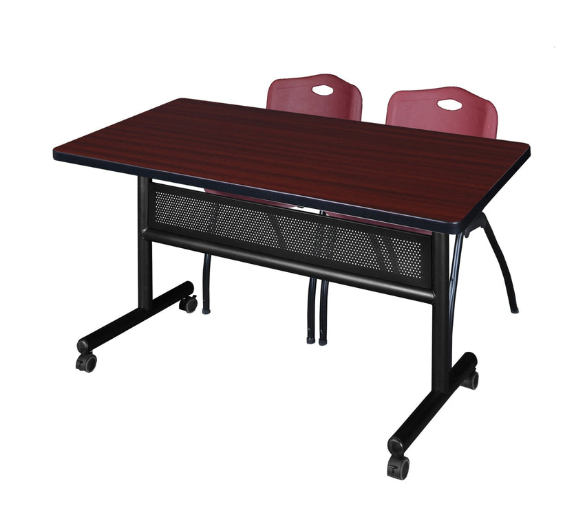 Regency Kobe Flip - Top Privacy Nesting Table & 2 M Stack Chairs 48"W x 30"D x 29"H (REG - MKFTM4830 - 2M) - SchoolOutlet