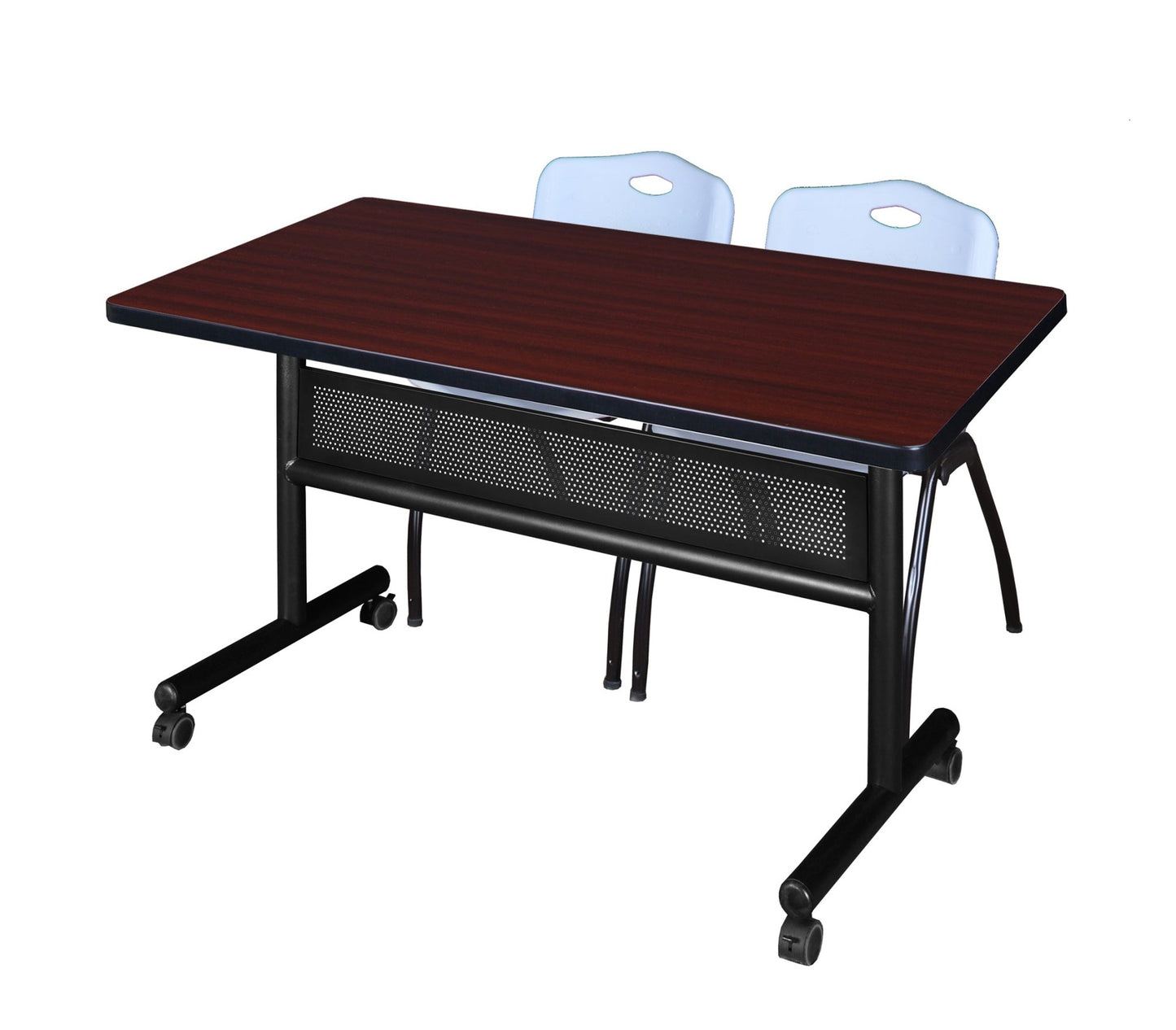 Regency Kobe Flip - Top Privacy Nesting Table & 2 M Stack Chairs 48"W x 30"D x 29"H (REG - MKFTM4830 - 2M) - SchoolOutlet