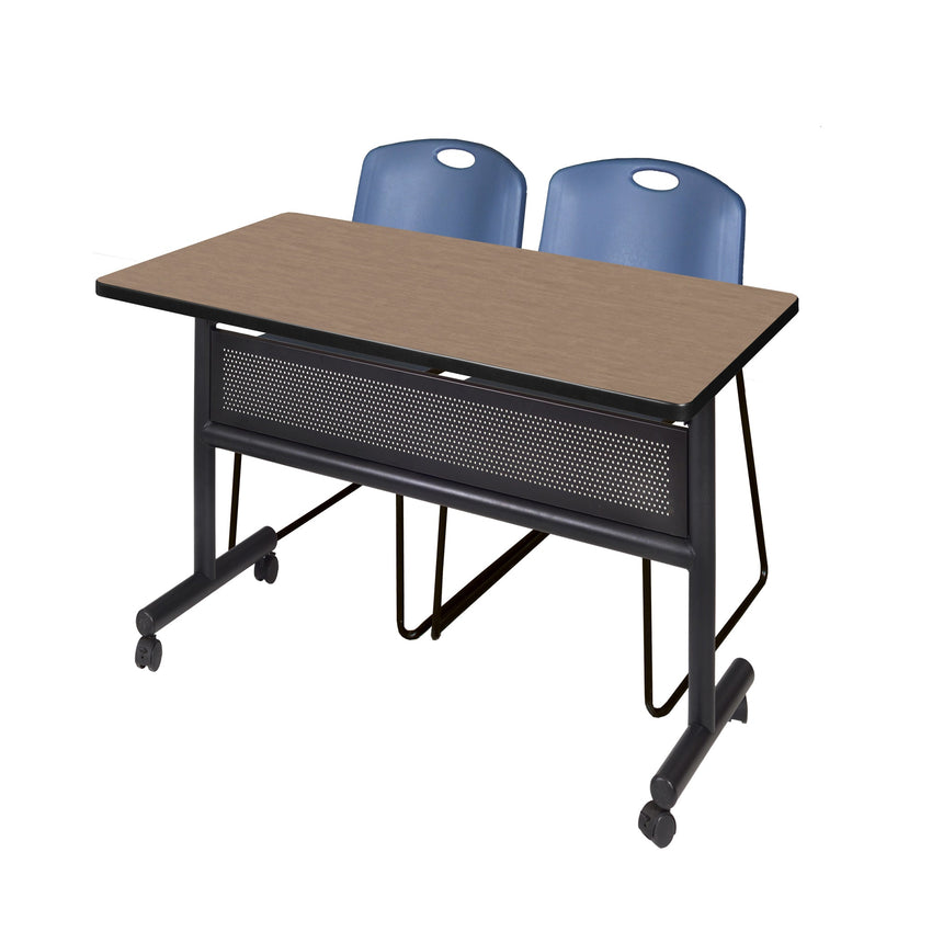 Regency Kobe Flip - Top Privacy Nesting Table & 2 Zeng Stack Chairs 48"W x 30"D x 29"H (REG - MKFTM4830 - ZEG) - SchoolOutlet