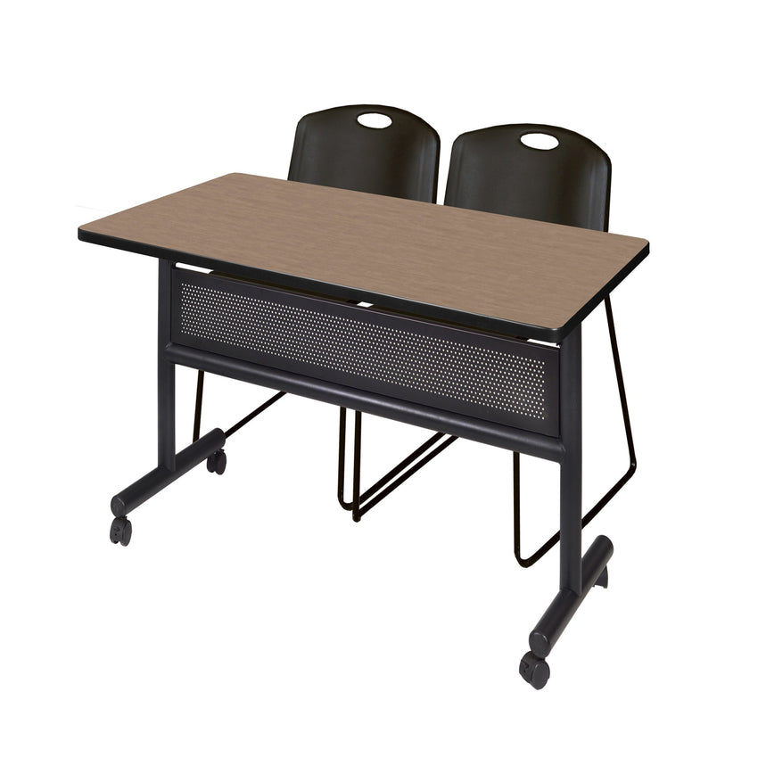 Regency Kobe Flip - Top Privacy Nesting Table & 2 Zeng Stack Chairs 48"W x 30"D x 29"H (REG - MKFTM4830 - ZEG) - SchoolOutlet