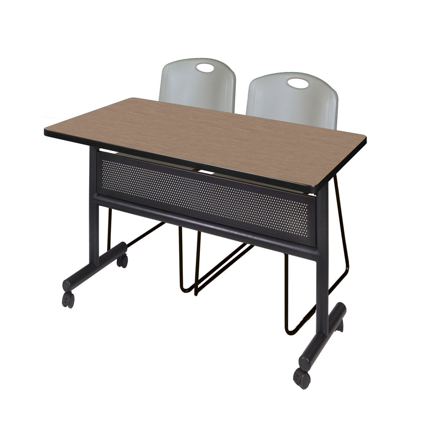 Regency Kobe Flip - Top Privacy Nesting Table & 2 Zeng Stack Chairs 48"W x 30"D x 29"H (REG - MKFTM4830 - ZEG) - SchoolOutlet
