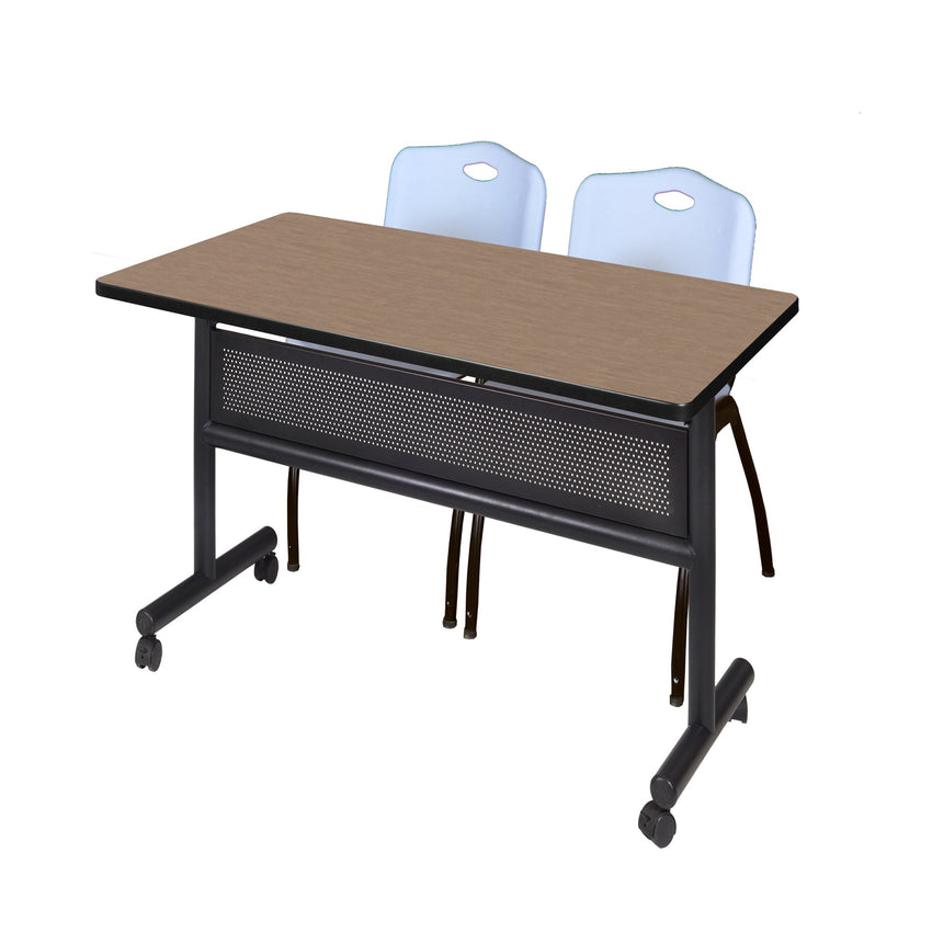 Regency Kobe Flip - Top Privacy Nesting Table & 2 M Stack Chairs 48"W x 30"D x 29"H (REG - MKFTM4830 - 2M) - SchoolOutlet