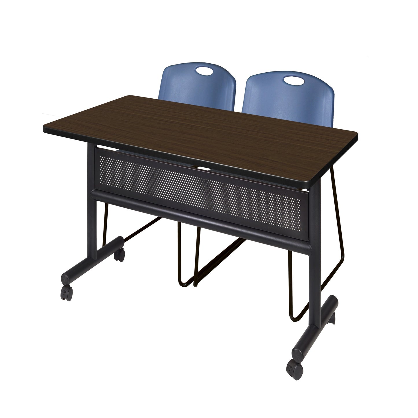 Regency Kobe Flip - Top Privacy Nesting Table & 2 Zeng Stack Chairs 48"W x 30"D x 29"H (REG - MKFTM4830 - ZEG) - SchoolOutlet