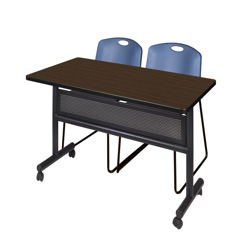Regency Kobe Flip - Top Privacy Nesting Table & 2 Zeng Stack Chairs 48"W x 30"D x 29"H (REG - MKFTM4830 - ZEG) - SchoolOutlet