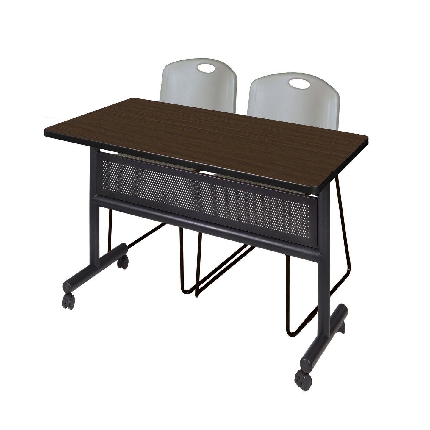 Regency Kobe Flip - Top Privacy Nesting Table & 2 Zeng Stack Chairs 48"W x 30"D x 29"H (REG - MKFTM4830 - ZEG) - SchoolOutlet