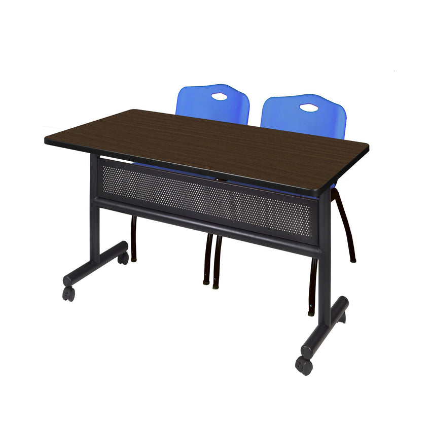Regency Kobe Flip - Top Privacy Nesting Table & 2 M Stack Chairs 48"W x 30"D x 29"H (REG - MKFTM4830 - 2M) - SchoolOutlet