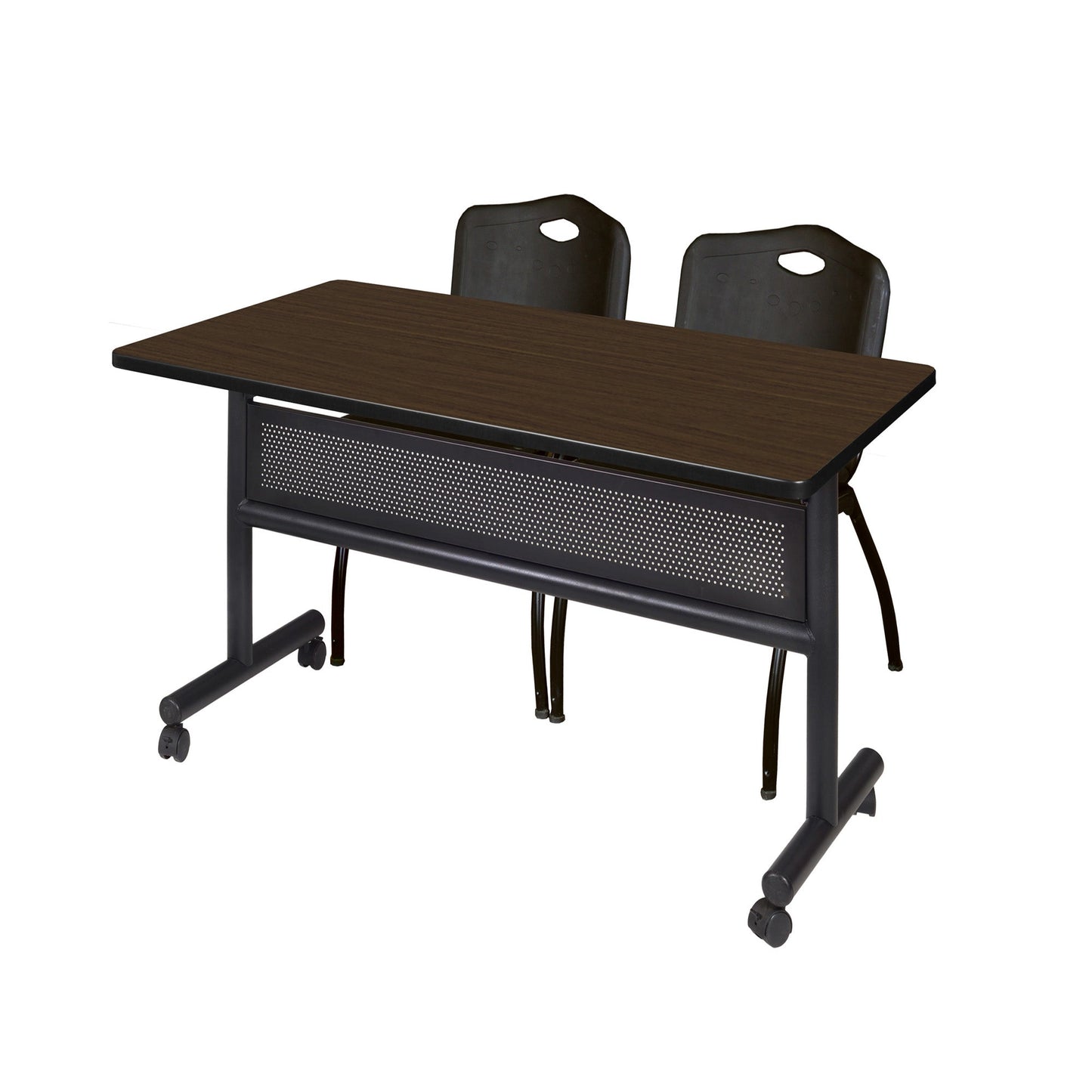 Regency Kobe Flip - Top Privacy Nesting Table & 2 M Stack Chairs 48"W x 30"D x 29"H (REG - MKFTM4830 - 2M) - SchoolOutlet