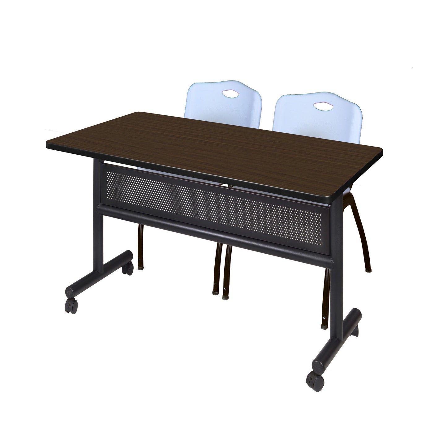 Regency Kobe Flip - Top Privacy Nesting Table & 2 M Stack Chairs 48"W x 30"D x 29"H (REG - MKFTM4830 - 2M) - SchoolOutlet