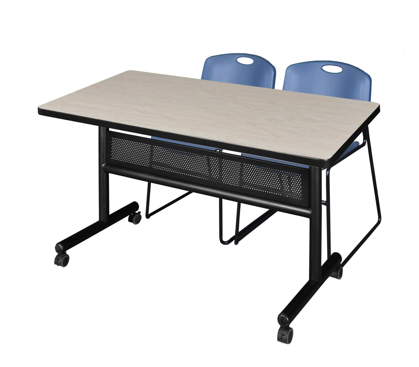 Regency Kobe Flip - Top Privacy Nesting Table & 2 Zeng Stack Chairs 48"W x 30"D x 29"H (REG - MKFTM4830 - ZEG) - SchoolOutlet