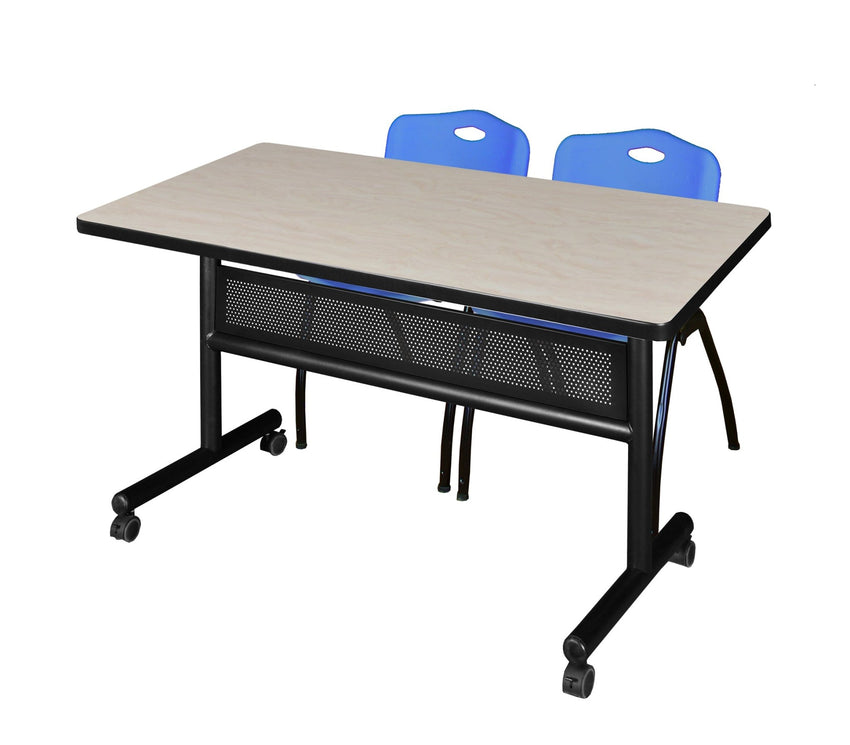 Regency Kobe Flip - Top Privacy Nesting Table & 2 M Stack Chairs 48"W x 30"D x 29"H (REG - MKFTM4830 - 2M) - SchoolOutlet