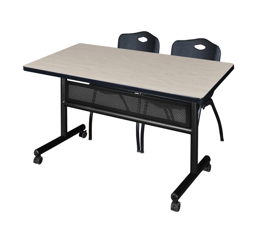Regency Kobe Flip - Top Privacy Nesting Table & 2 M Stack Chairs 48"W x 30"D x 29"H (REG - MKFTM4830 - 2M) - SchoolOutlet
