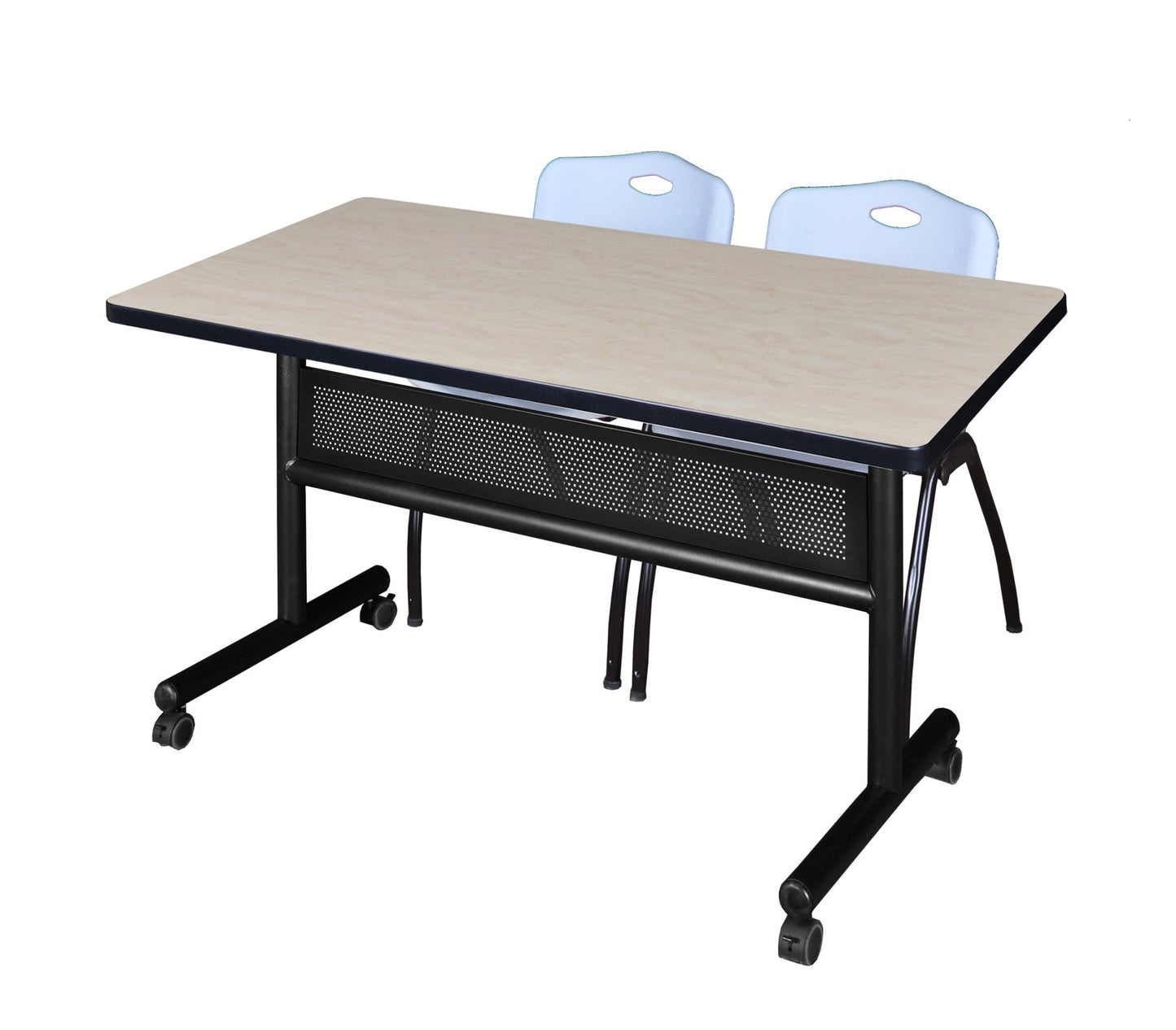 Regency Kobe Flip - Top Privacy Nesting Table & 2 M Stack Chairs 48"W x 30"D x 29"H (REG - MKFTM4830 - 2M) - SchoolOutlet