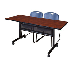 Regency Kobe Flip-Top Privacy Nesting Table & 2 Zeng Stack Chairs 60"W x 24"D x 29"H (REG-MKFTM6024-ZNG)