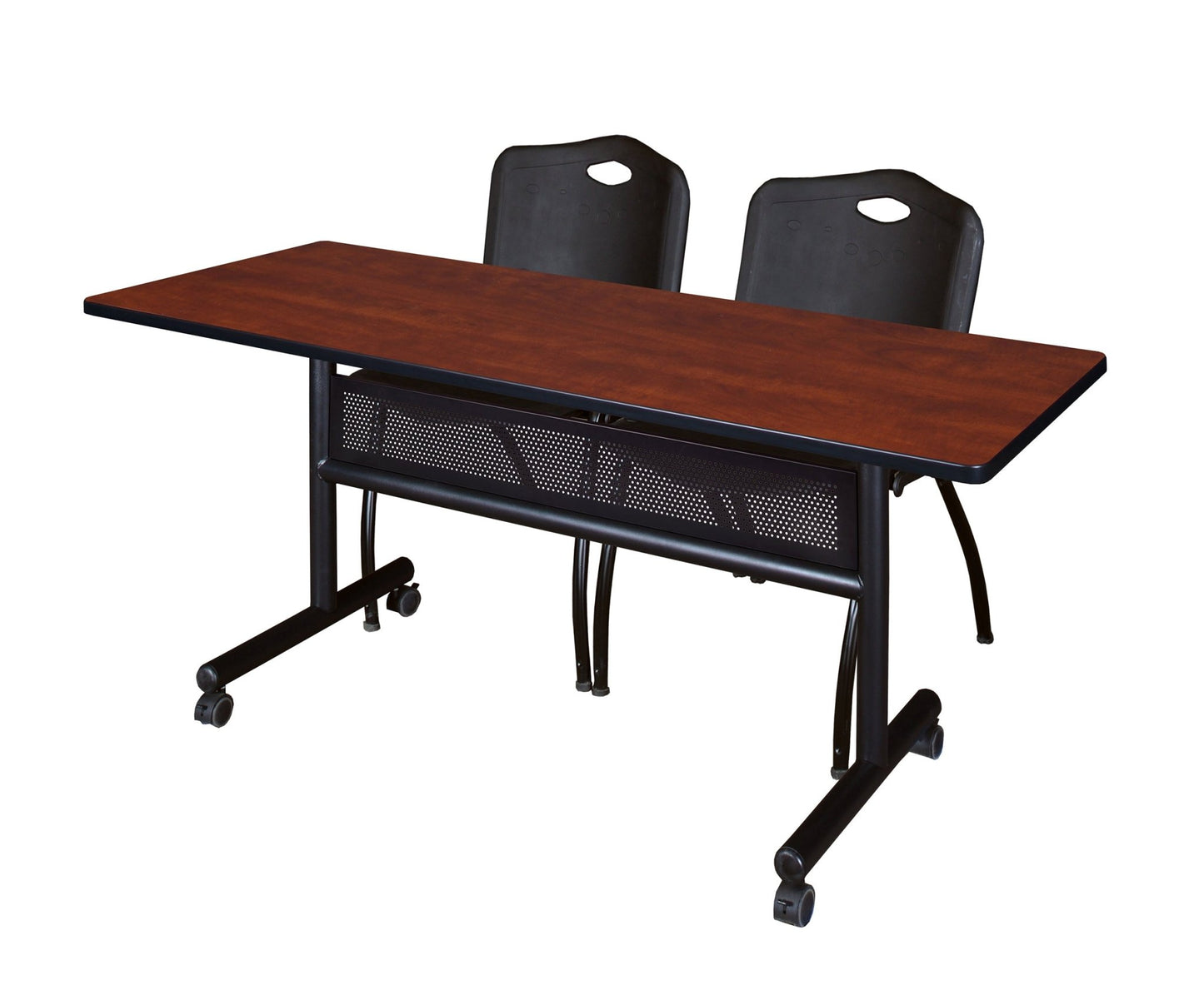 Regency Kobe Flip - Top Privacy Nesting Table & 2 M Stack Chairs Set 60"W x 24"D x 29"H (REG - MKFTM6024 - 2M) - SchoolOutlet