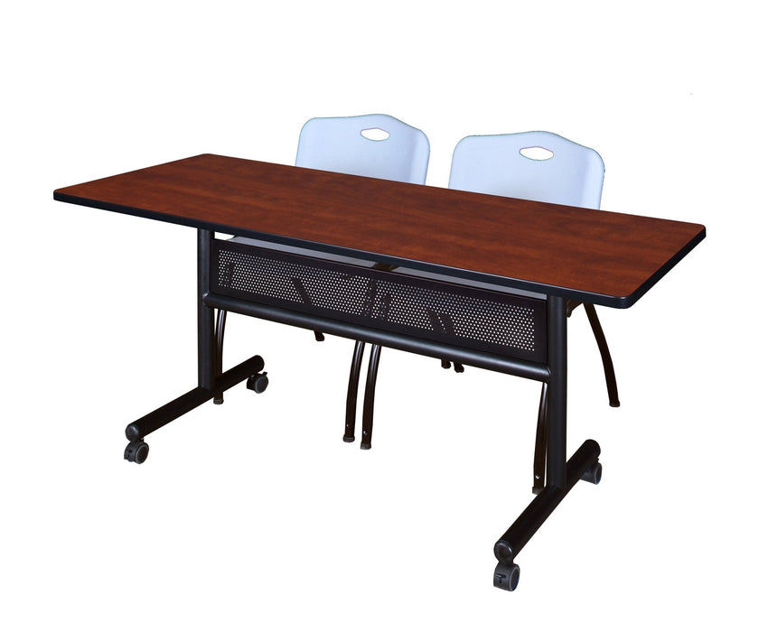 Regency Kobe Flip - Top Privacy Nesting Table & 2 M Stack Chairs Set 60"W x 24"D x 29"H (REG - MKFTM6024 - 2M) - SchoolOutlet