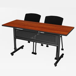Regency Kobe Flip-Top Privacy Nesting Table & 2 Knight Mesh Chairs 60"W x 24"D x 29"H (REG-MKFTM6024-KNM)