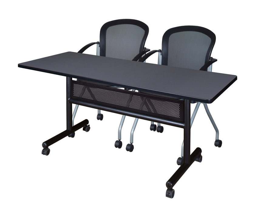 Regency Kobe Flip - Top Privacy Nesting Table & 2 Cadence Nesting Chairs 60"W x 24"D x 29"H (REG - MKFTM6024 - CAD) - SchoolOutlet