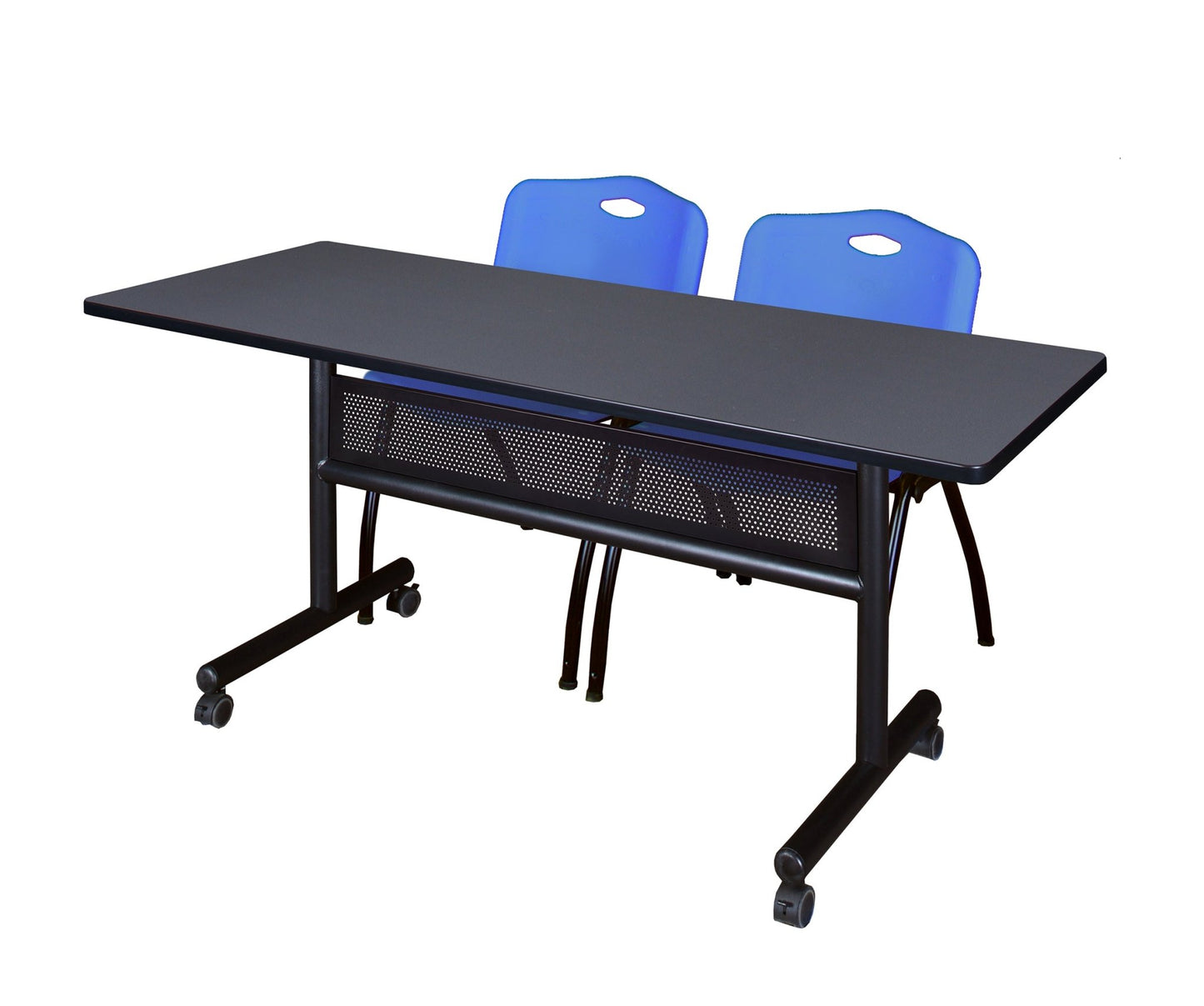 Regency Kobe Flip - Top Privacy Nesting Table & 2 M Stack Chairs Set 60"W x 24"D x 29"H (REG - MKFTM6024 - 2M) - SchoolOutlet