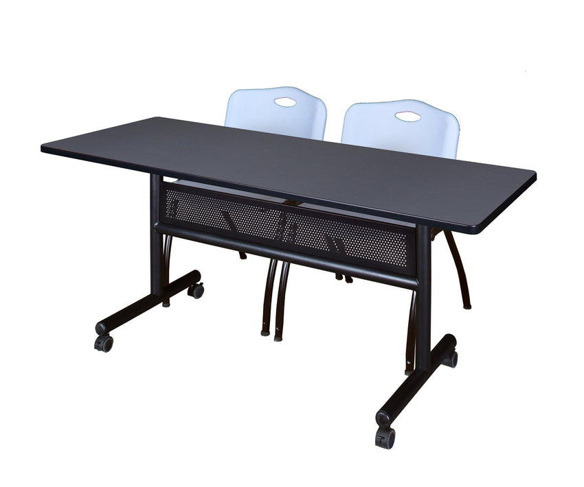 Regency Kobe Flip - Top Privacy Nesting Table & 2 M Stack Chairs Set 60"W x 24"D x 29"H (REG - MKFTM6024 - 2M) - SchoolOutlet