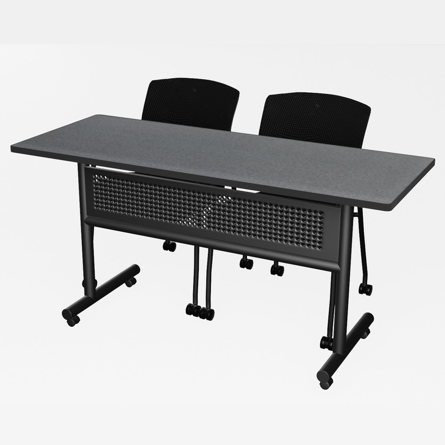 Regency Kobe Flip - Top Privacy Nesting Table & 2 Knight Mesh Chairs 60"W x 24"D x 29"H (REG - MKFTM6024 - KNM) - SchoolOutlet