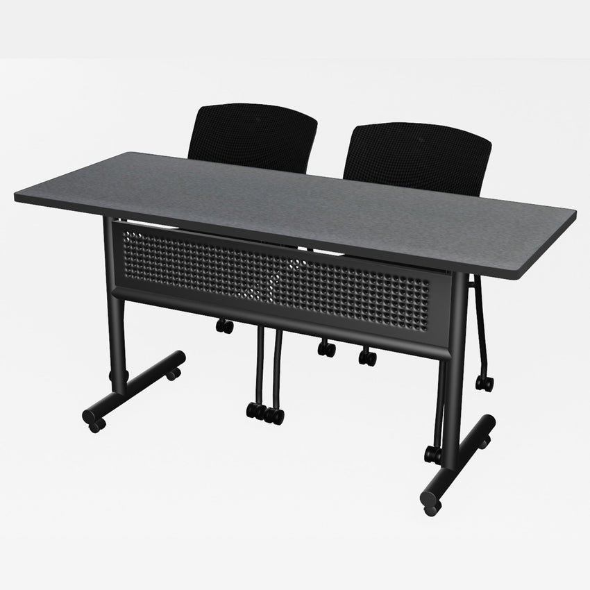 Regency Kobe Flip - Top Privacy Nesting Table & 2 Knight Mesh Chairs 60"W x 24"D x 29"H (REG - MKFTM6024 - KNM) - SchoolOutlet