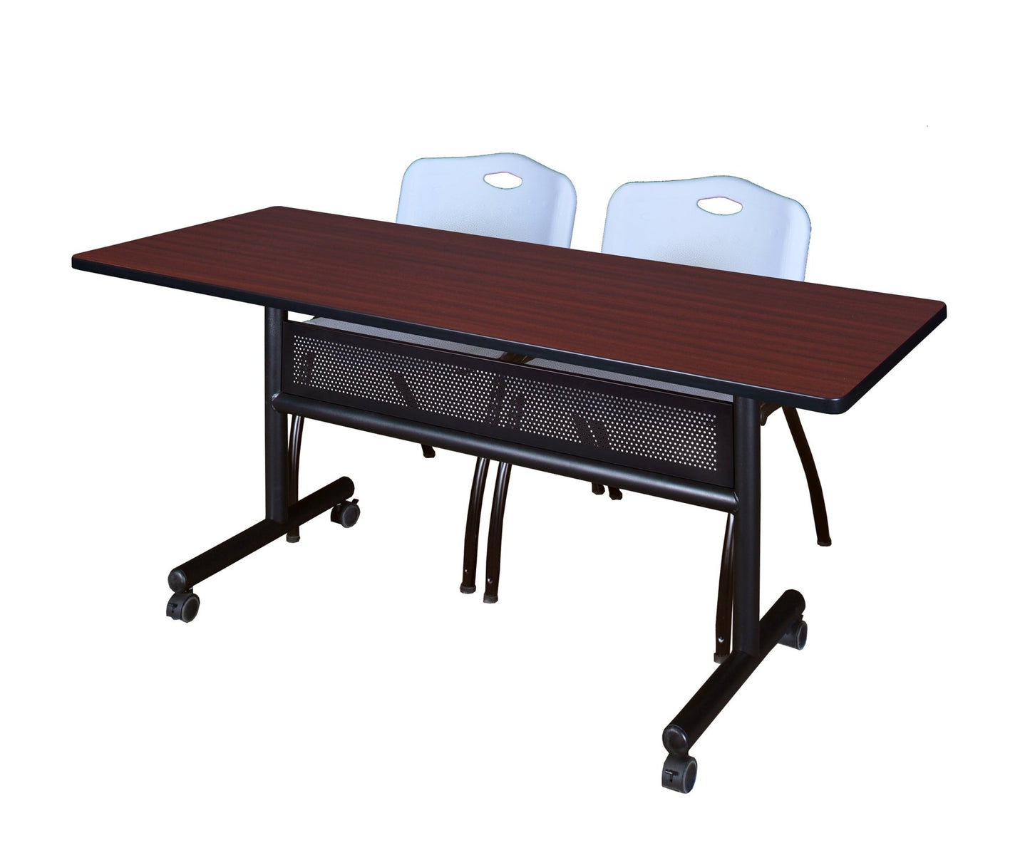 Regency Kobe Flip - Top Privacy Nesting Table & 2 M Stack Chairs Set 60"W x 24"D x 29"H (REG - MKFTM6024 - 2M) - SchoolOutlet