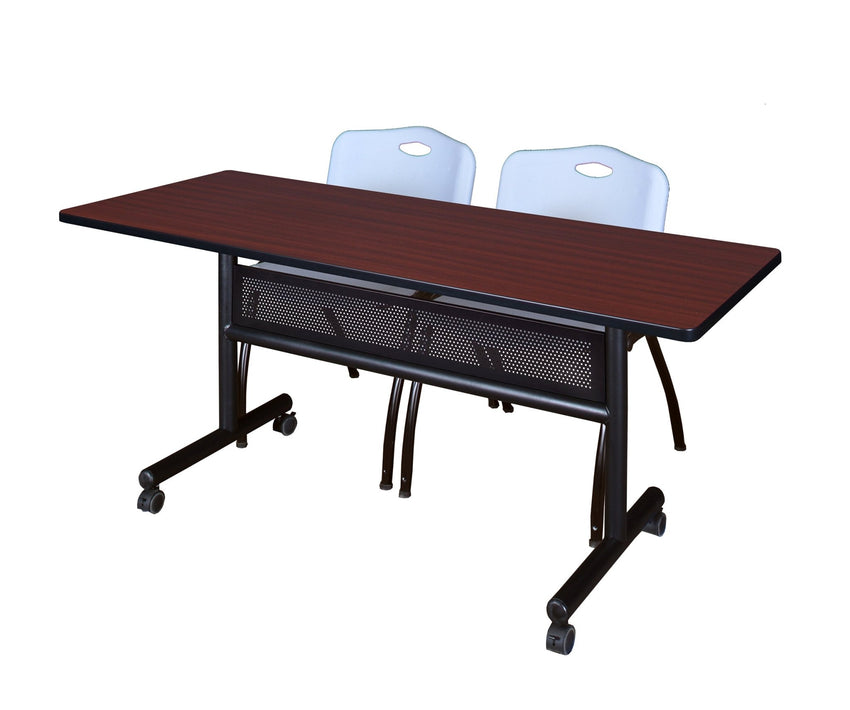 Regency Kobe Flip - Top Privacy Nesting Table & 2 M Stack Chairs Set 60"W x 24"D x 29"H (REG - MKFTM6024 - 2M) - SchoolOutlet