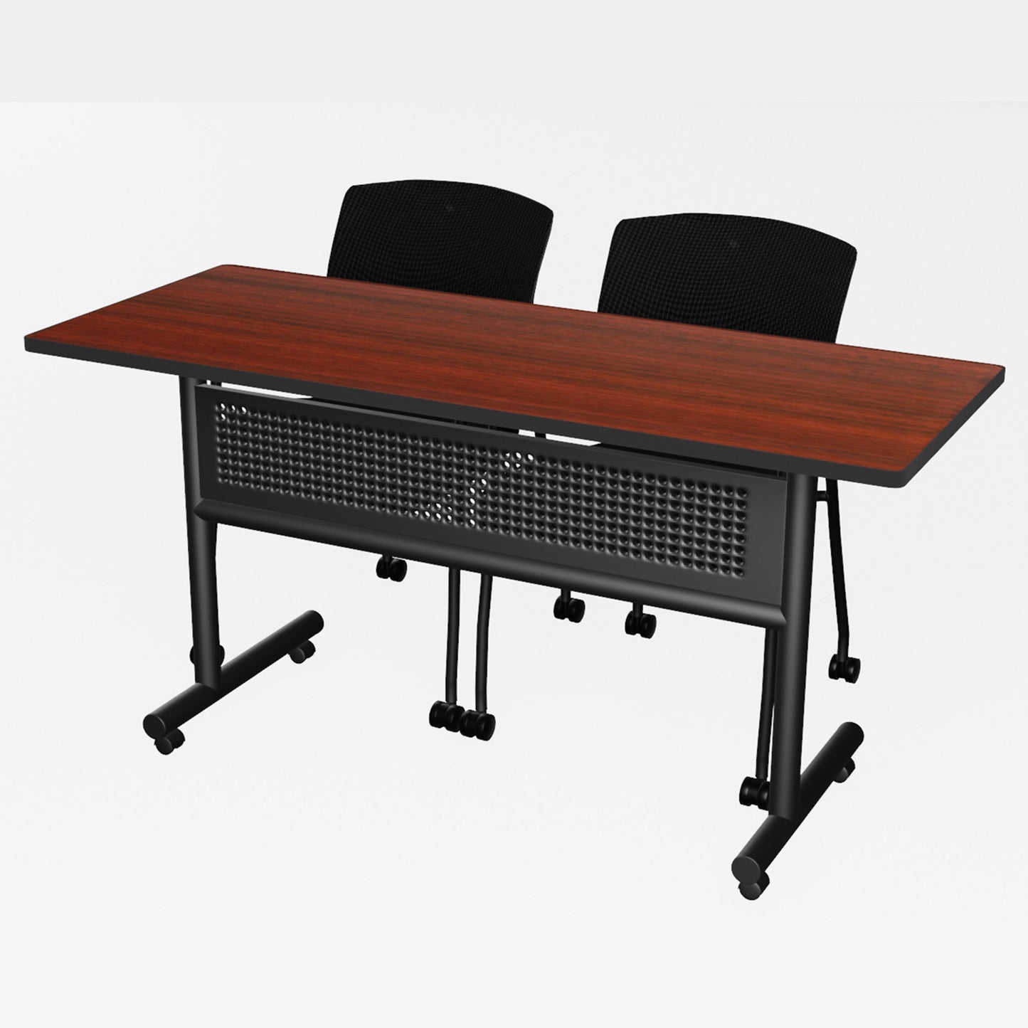 Regency Kobe Flip - Top Privacy Nesting Table & 2 Knight Mesh Chairs 60"W x 24"D x 29"H (REG - MKFTM6024 - KNM) - SchoolOutlet