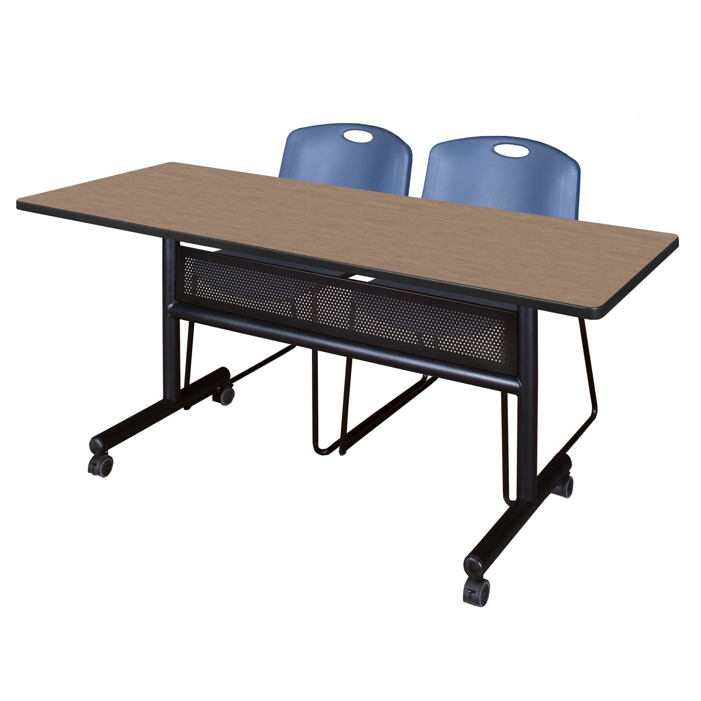 Regency Kobe Flip - Top Privacy Nesting Table & 2 Zeng Stack Chairs 60"W x 24"D x 29"H (REG - MKFTM6024 - ZNG) - SchoolOutlet